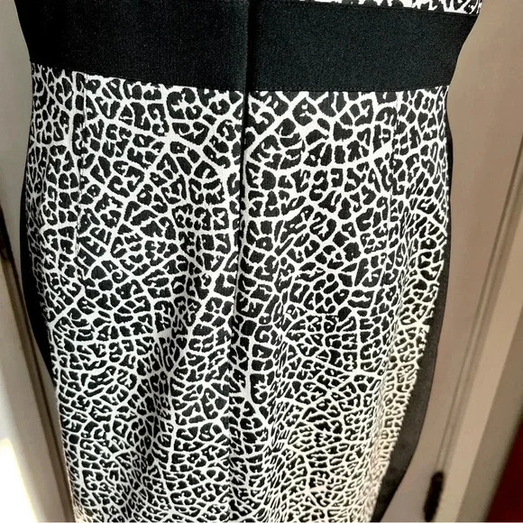 Adrianna Papell Leopard Animal Print Cocktail Dress Career Black White size 10 - Picture 10 of 14